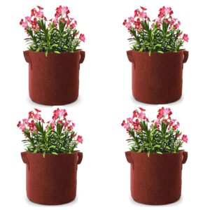 Geo Fabric Round Grow Bag for Plants - UV Resistant Geo Fabric Material - Built-in Handles, Easy to Clean, Durable & Lightweight (Red, 12x12- Pack of 4)